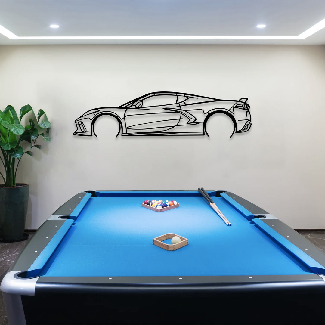 Corvette C8 Metal Car Silhouette Wall Art