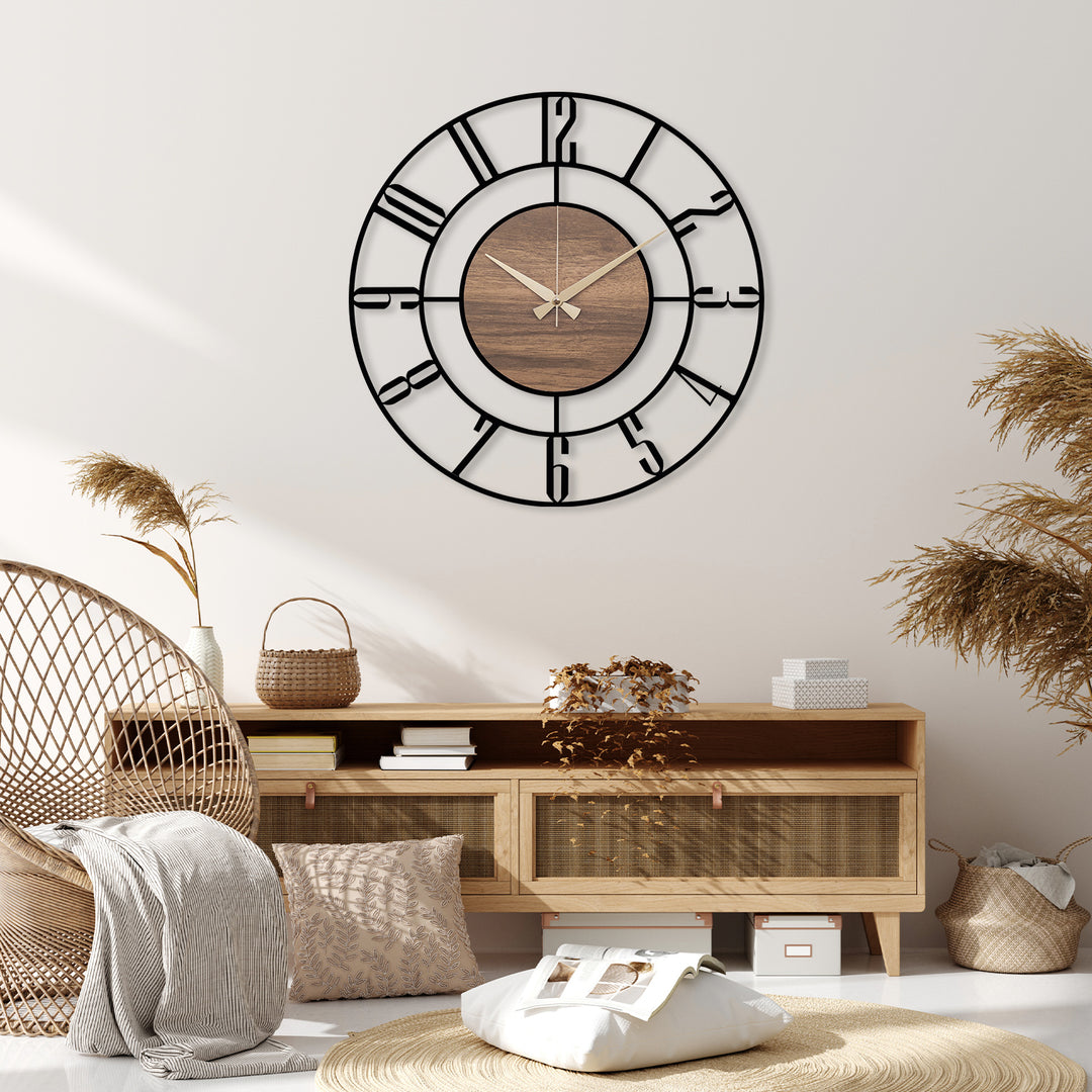 Wood and Metal Wall Clock