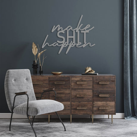 Make Shit Happen Metal Bathroom Wall Art - BrossHome Metal Wall Art