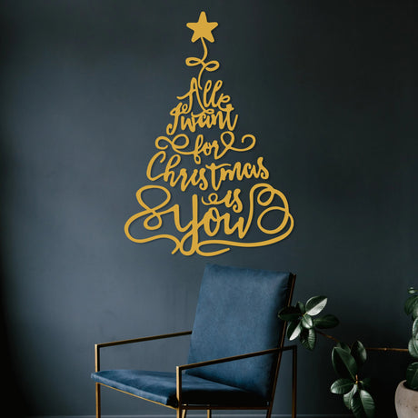 Merry Christmas Tree Metal Wall Decor - BrossHome Metal Wall Art