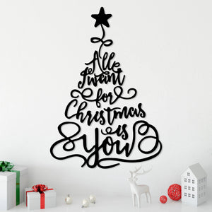 Merry Christmas Tree Metal Wall Decor