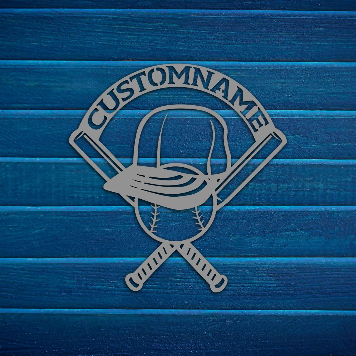 Metal Baseball Wall Sign with Bat, Ball, Cap - BrossHome Metal Wall Art