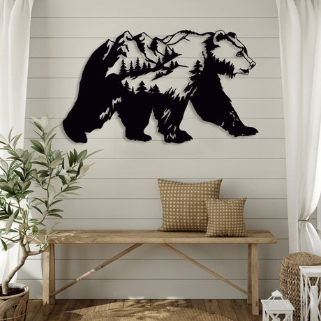 Metal Bear Wall Art - BrossHome Metal Wall Art