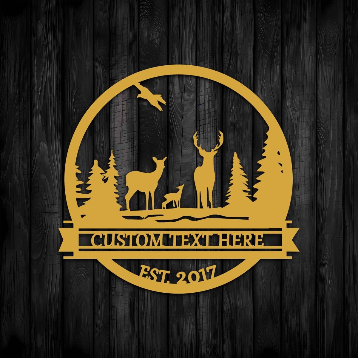 Metal Deer Family Sign - BrossHome Metal Wall Art