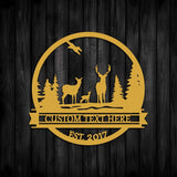 Metal Deer Family Sign - BrossHome Metal Wall Art