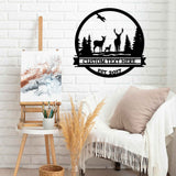 Metal Deer Family Sign - BrossHome Metal Wall Art