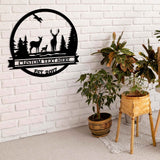 Metal Deer Family Sign - BrossHome Metal Wall Art