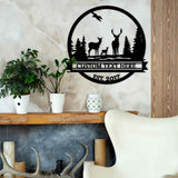 Metal Deer Family Sign - BrossHome Metal Wall Art