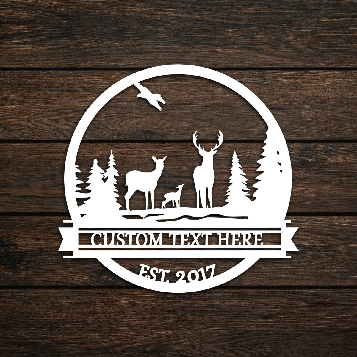 Metal Deer Family Sign - BrossHome Metal Wall Art