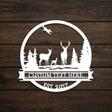 Metal Deer Family Sign - BrossHome Metal Wall Art