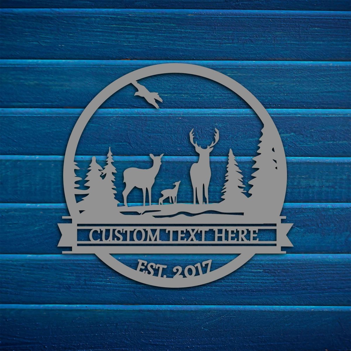 Metal Deer Family Sign - BrossHome Metal Wall Art