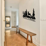 Metal Deer Welcome Sign - BrossHome Metal Wall Art