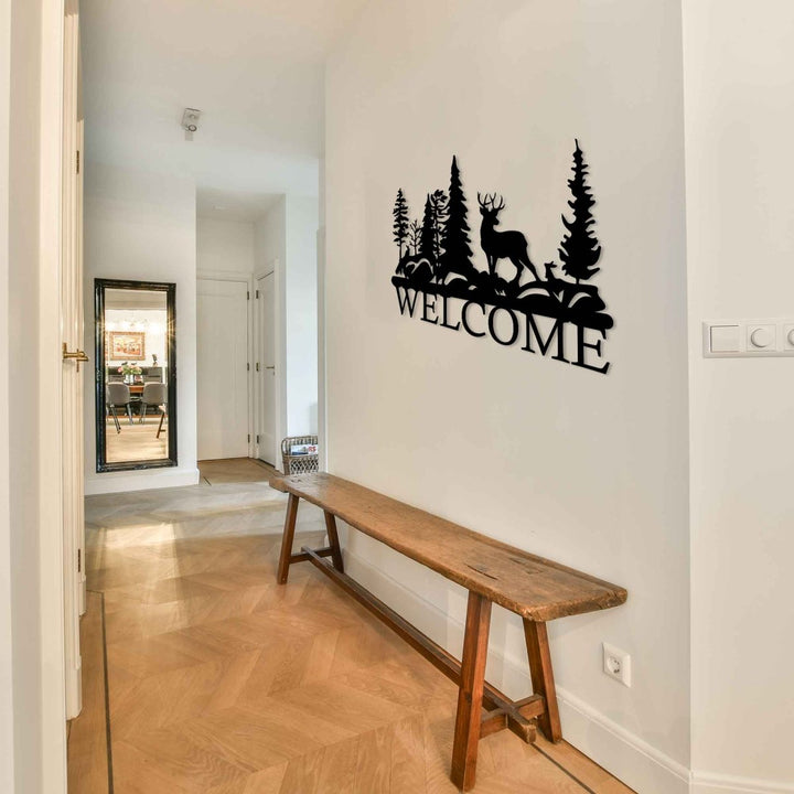 Metal Deer Welcome Sign - BrossHome Metal Wall Art