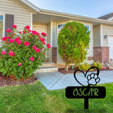 Metal Dog Garden Stake with Heart and Paw - BrossHome Metal Wall Art