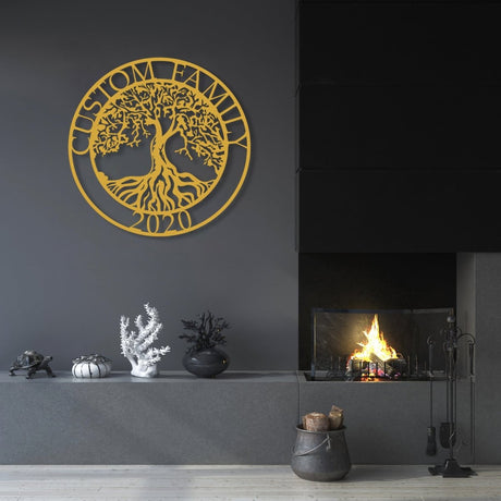 Metal Family Tree Wall Decor - BrossHome Metal Wall Art