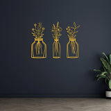 Metal Flower Vase Wall Art (3 pieces) - BrossHome Metal Wall Art