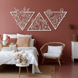 Metal Flower Wall Art in a Large Triangle Frame (Set of 3) - BrossHome Metal Wall Art