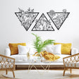 Metal Flower Wall Art in a Large Triangle Frame (Set of 3) - BrossHome Metal Wall Art