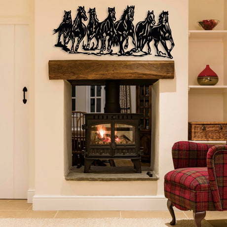 Metal Horse Wall Art (7 Running Horses) - BrossHome Metal Wall Art