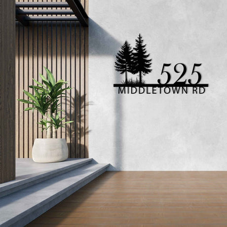 Metal House Address Sign - BrossHome Metal Wall Art