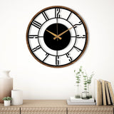 METAL WALL CLOCK with Wooden Corners - BrossHome Metal Wall Art