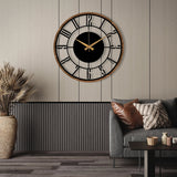 METAL WALL CLOCK with Wooden Corners - BrossHome Metal Wall Art