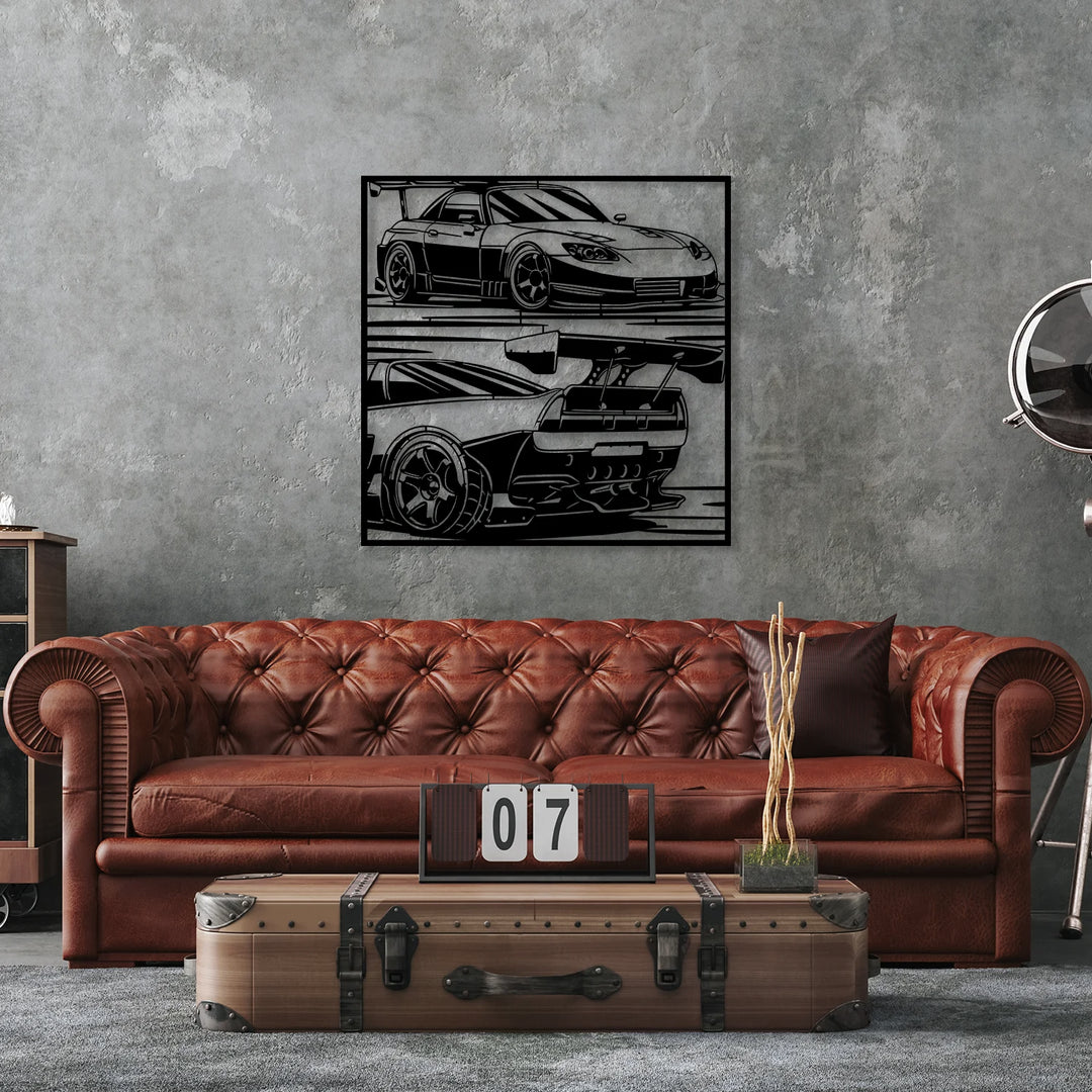 NSX Car Rear and Front View Silhouette Metal Wall Art