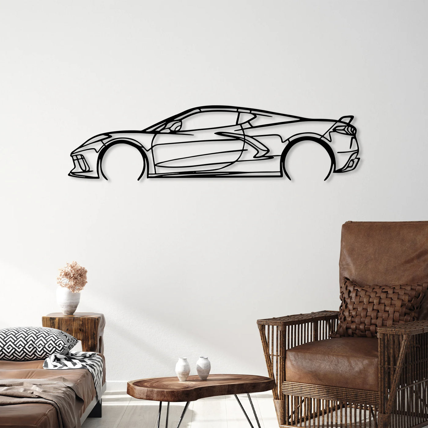 Corvette C8 Metal Car Silhouette Wall Art – BrossHome