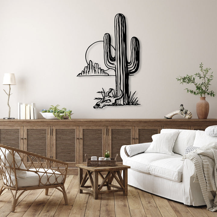 Cactus Sun Metal Wall Art