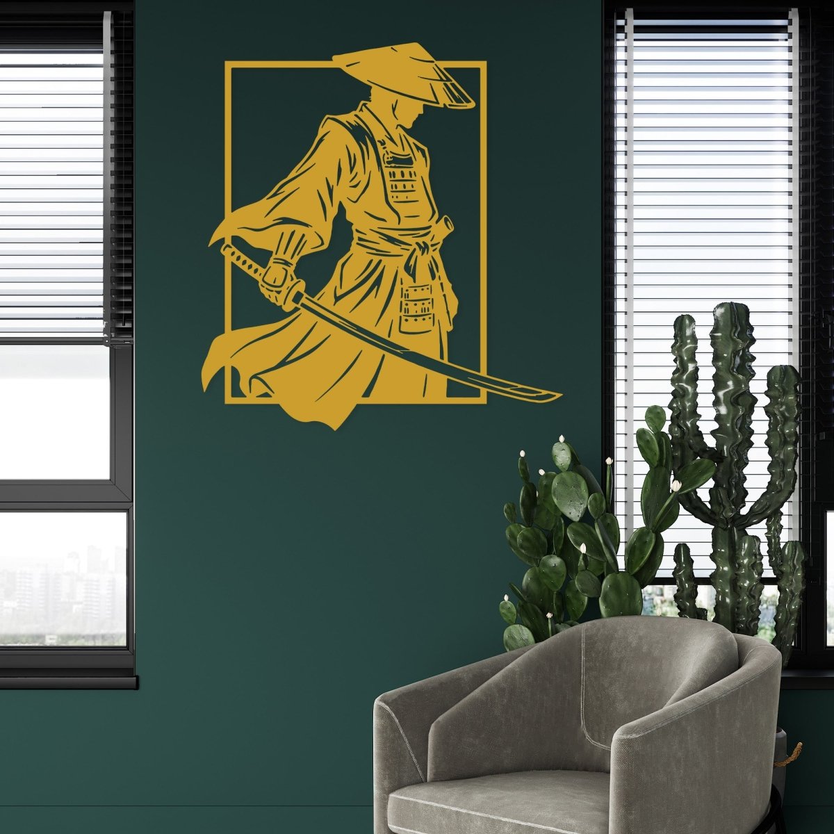 Minimalist Samurai Warrior Metal Wall Art - BrossHome Metal Wall Art