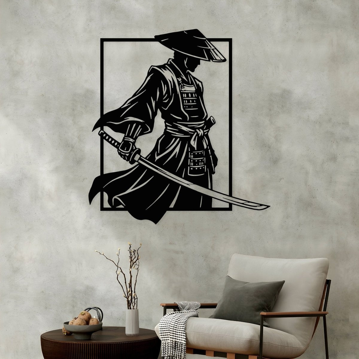 Minimalist Samurai Warrior Metal Wall Art - BrossHome Metal Wall Art