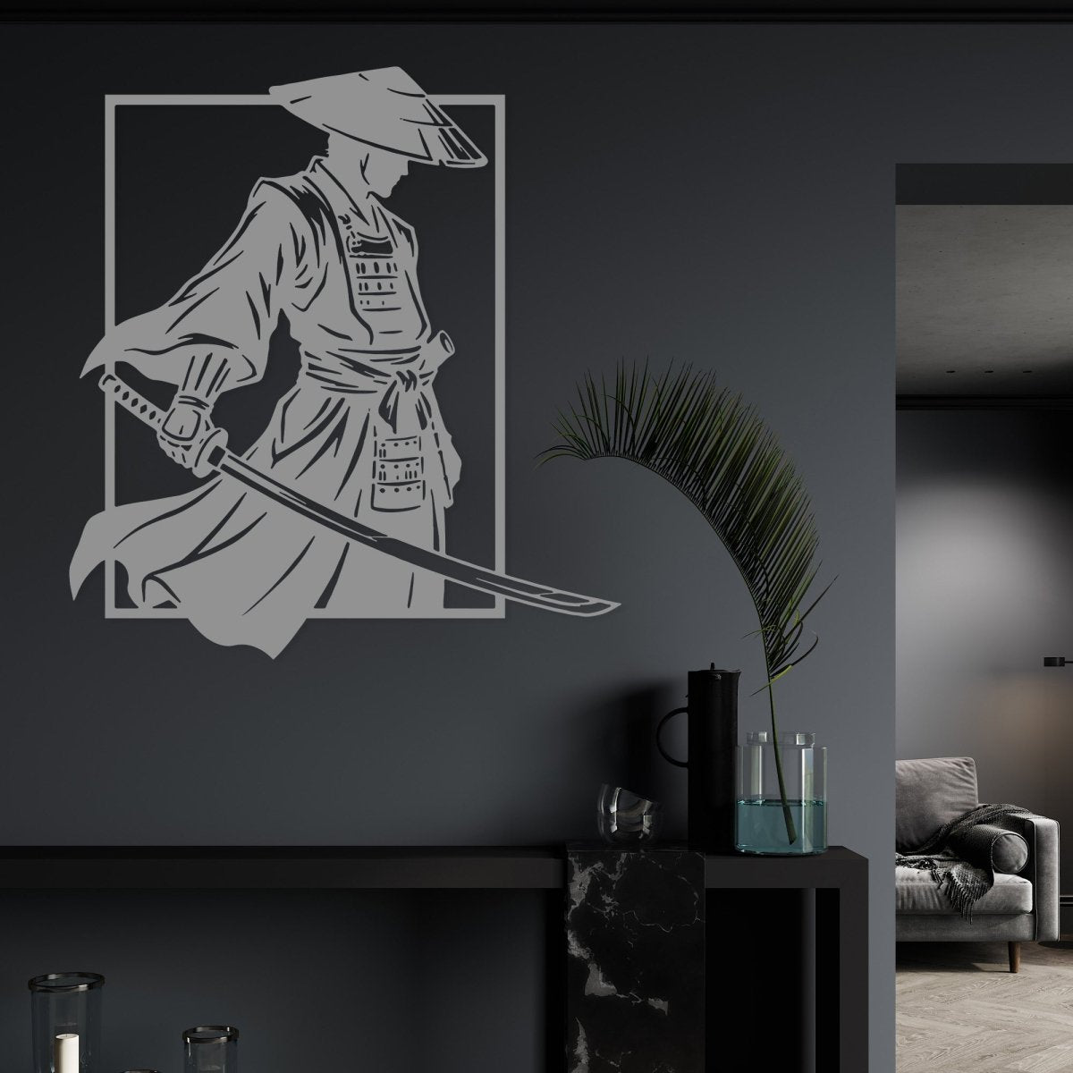 Minimalist Samurai Warrior Metal Wall Art - BrossHome Metal Wall Art