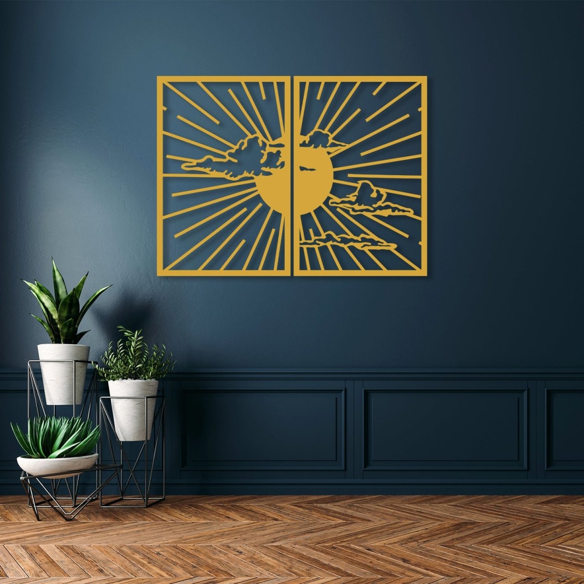 Minimalist Sunshine Metal Wall Art (Set of 2) - BrossHome Metal Wall Art