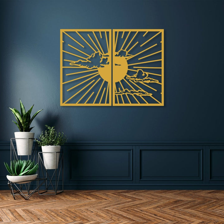 Minimalist Sunshine Metal Wall Art (Set of 2) - BrossHome Metal Wall Art