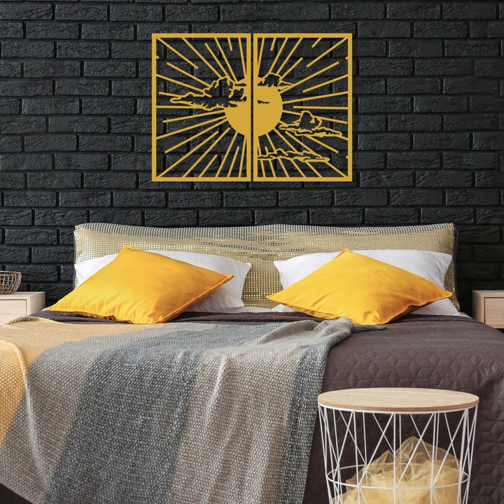 Minimalist Sunshine Metal Wall Art (Set of 2) - BrossHome Metal Wall Art