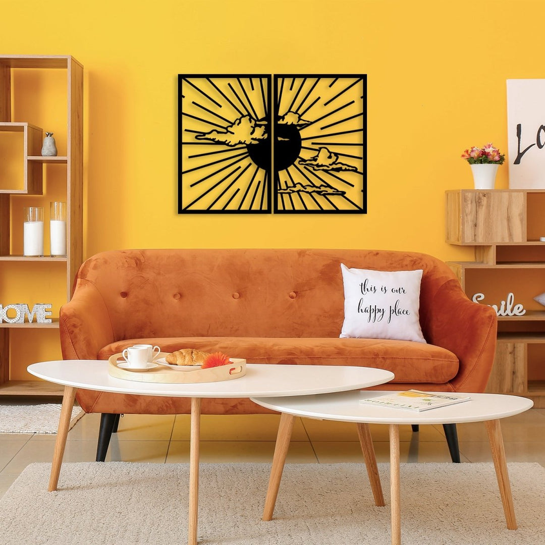 Minimalist Sunshine Metal Wall Art (Set of 2) - BrossHome Metal Wall Art