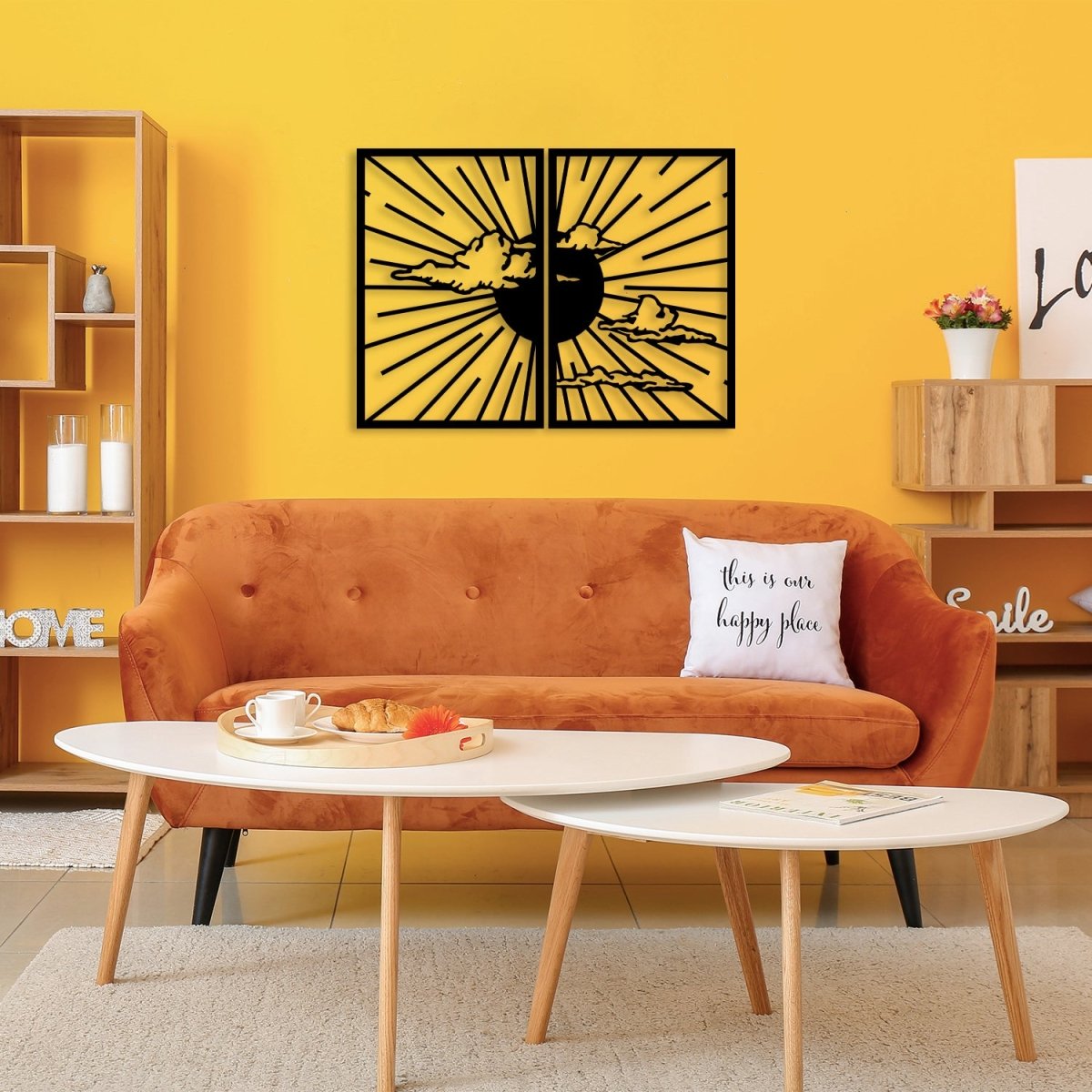 Minimalist Sunshine Metal Wall Art (Set of 2) - BrossHome Metal Wall Art