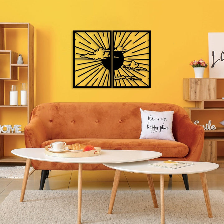 Minimalist Sunshine Metal Wall Art (Set of 2) - BrossHome Metal Wall Art