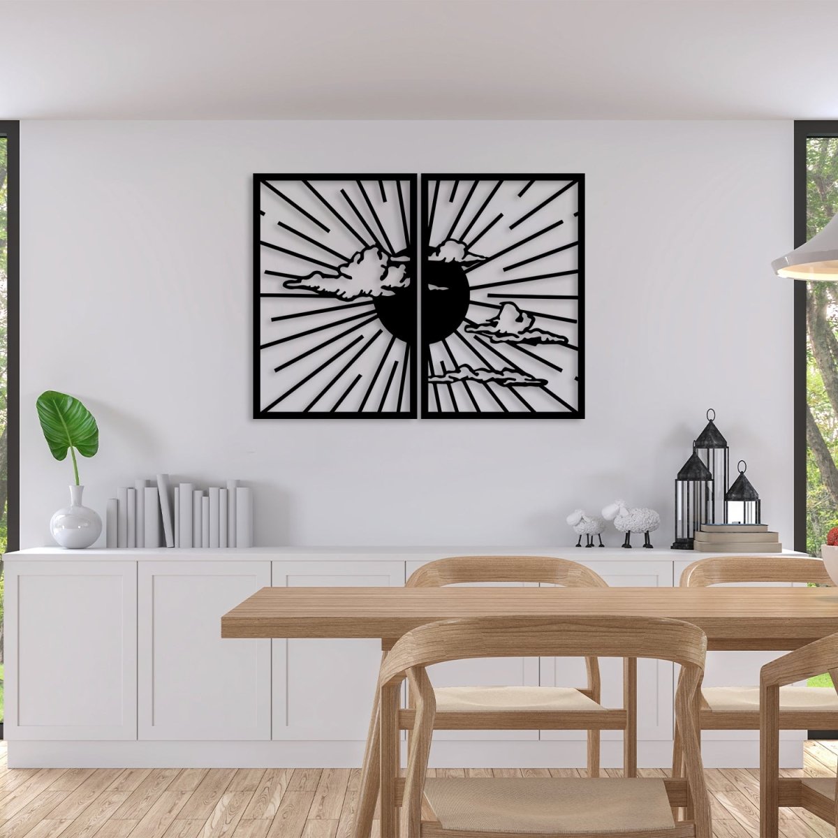Minimalist Sunshine Metal Wall Art (Set of 2) - BrossHome Metal Wall Art
