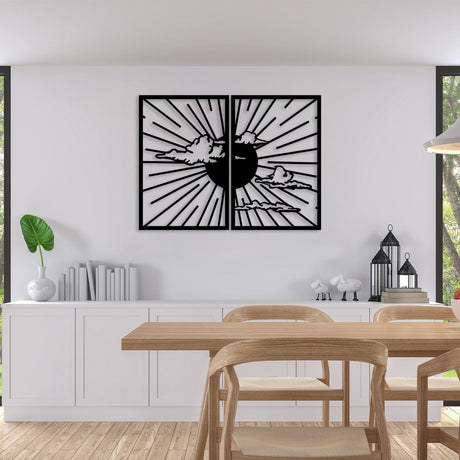 Minimalist Sunshine Metal Wall Art (Set of 2) - BrossHome Metal Wall Art