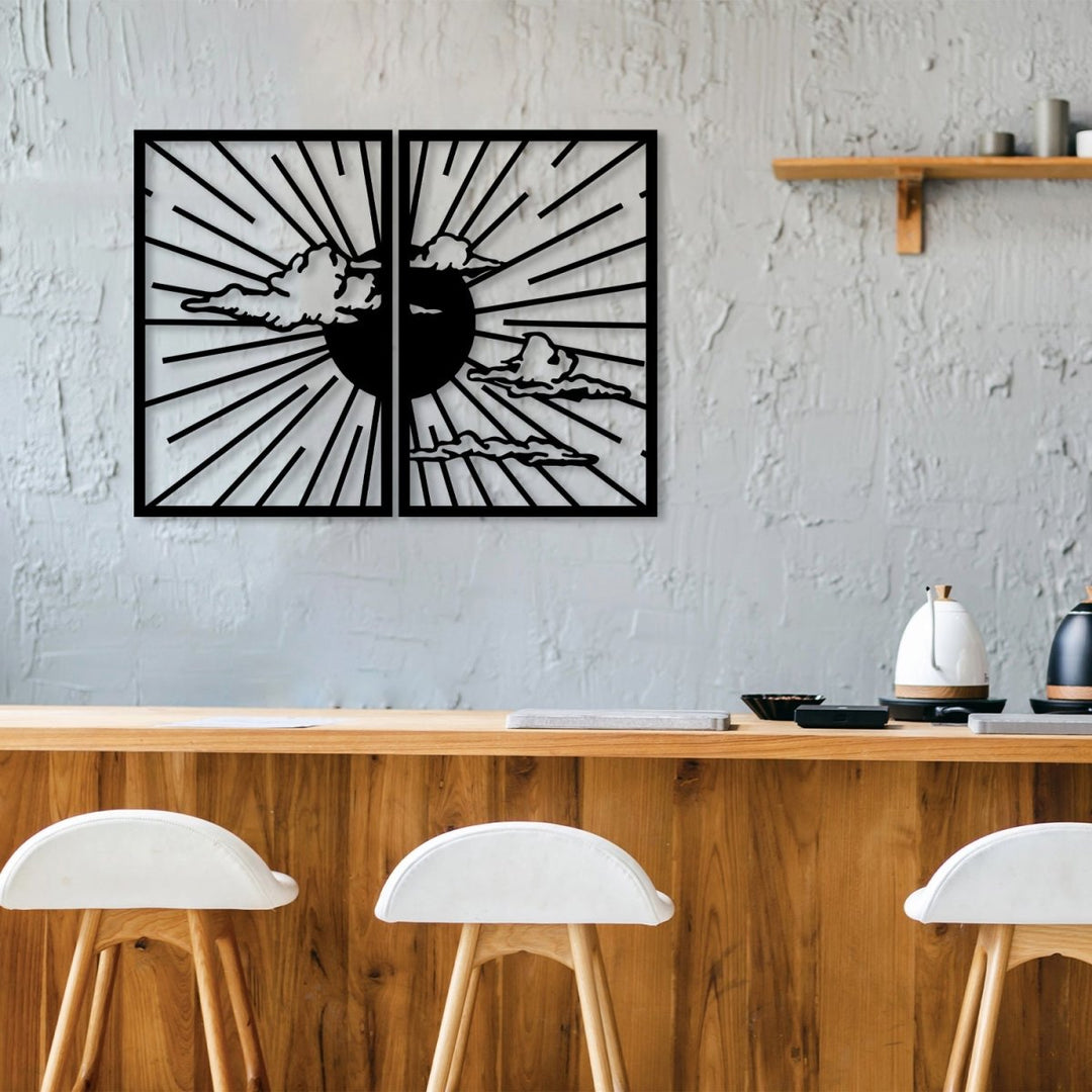 Minimalist Sunshine Metal Wall Art (Set of 2) - BrossHome Metal Wall Art