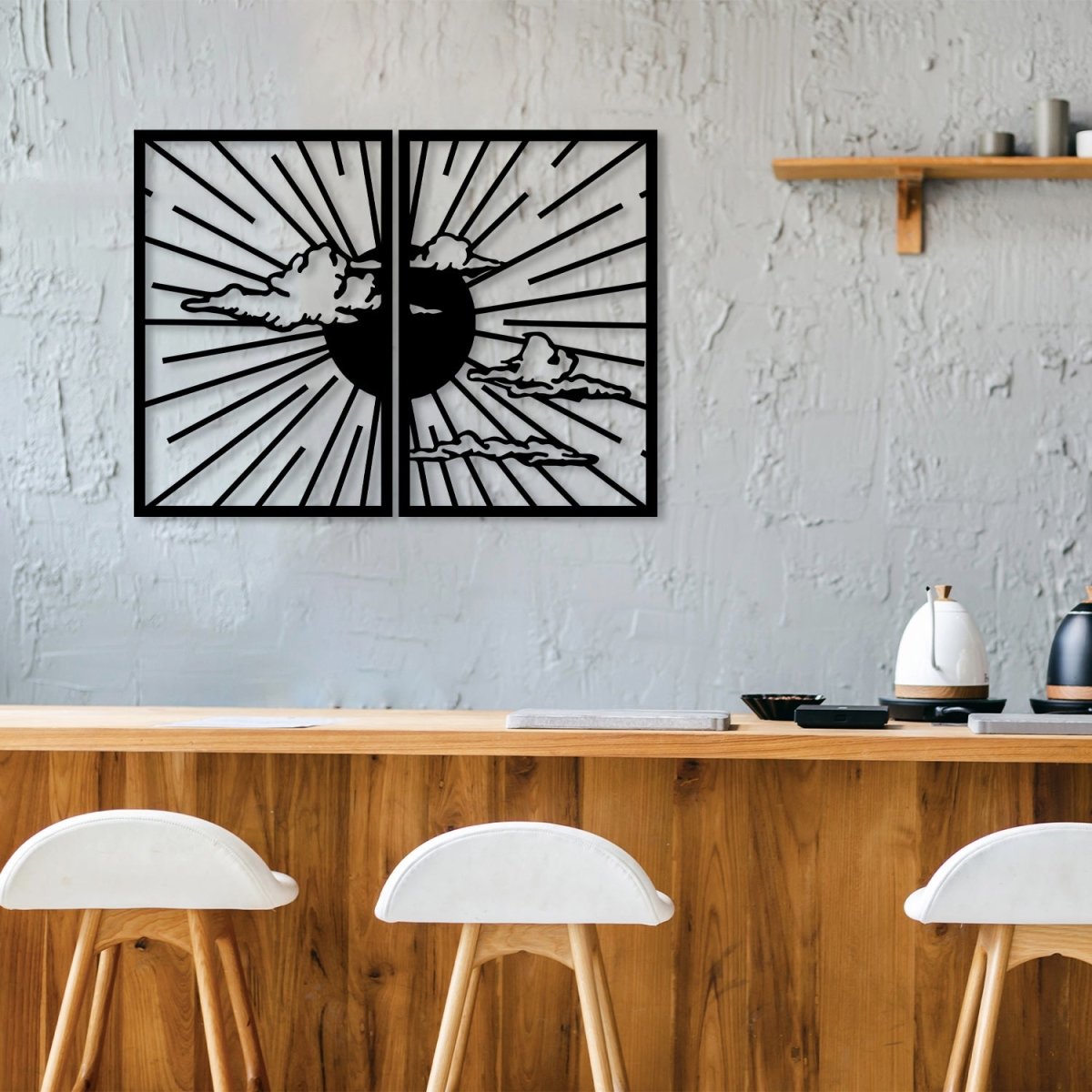 Minimalist Sunshine Metal Wall Art (Set of 2) - BrossHome Metal Wall Art