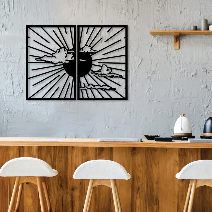 Minimalist Sunshine Metal Wall Art (Set of 2) - BrossHome Metal Wall Art