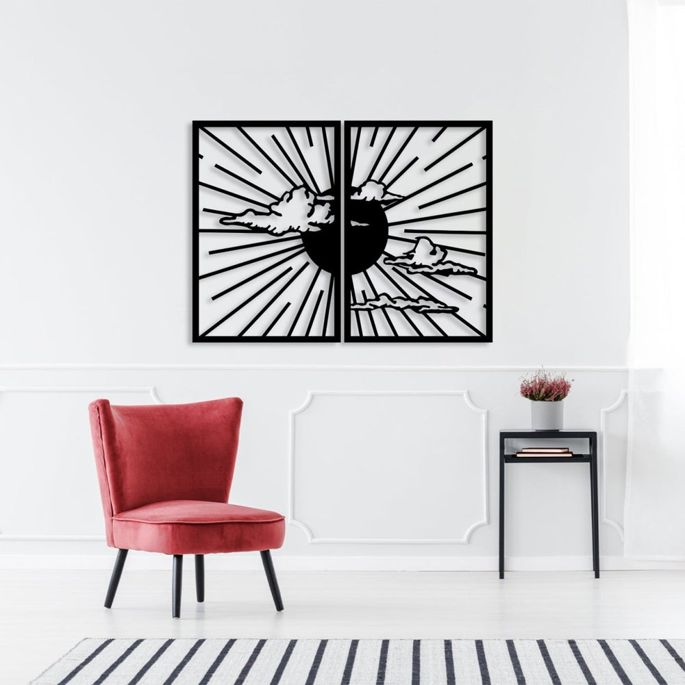 Minimalist Sunshine Metal Wall Art (Set of 2) - BrossHome Metal Wall Art