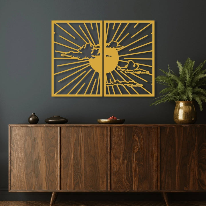 Minimalist Sunshine Metal Wall Art (Set of 2) - BrossHome Metal Wall Art