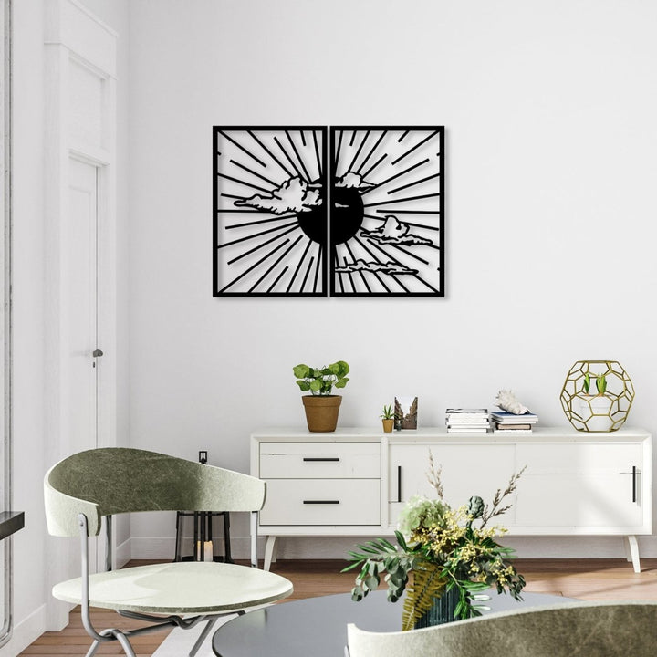 Minimalist Sunshine Metal Wall Art (Set of 2) - BrossHome Metal Wall Art