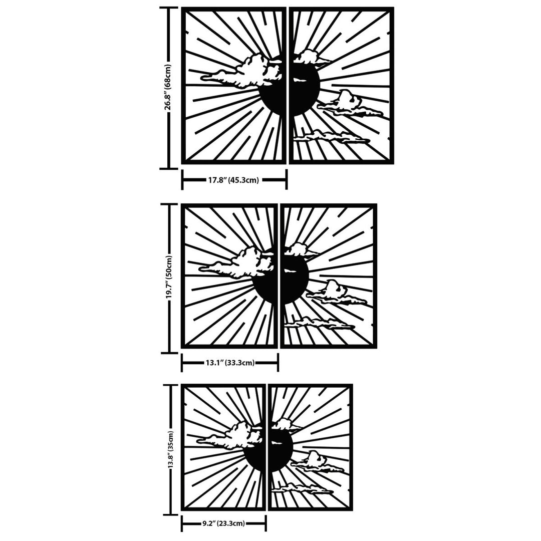 Minimalist Sunshine Metal Wall Art (Set of 2) - BrossHome Metal Wall Art