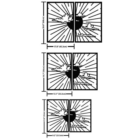 Minimalist Sunshine Metal Wall Art (Set of 2) - BrossHome Metal Wall Art
