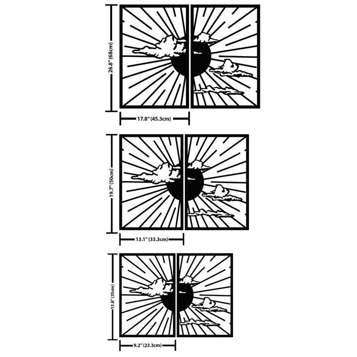 Minimalist Sunshine Metal Wall Art (Set of 2) - BrossHome Metal Wall Art
