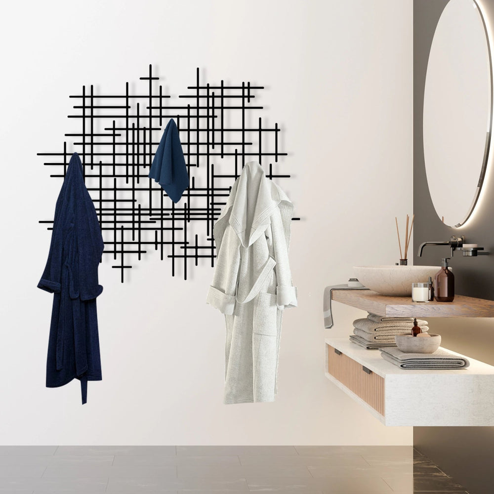 Modern Abstract Coat Rack - BrossHome Metal Wall Art